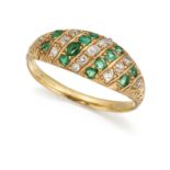 AN EMERALD AND DIAMOND RING,