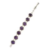 A SILVER AND AMETHYST BRACELET,