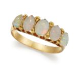 A FIVE STONE OPAL RING,