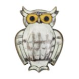 A SNOWY OWL ENAMELLED BROOCH BY DAVID ANDERSEN,
