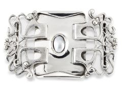 A LIBERTY & CO, CYMRIC SILVER AND BUTTON PEARL PEARL BUCKLE,