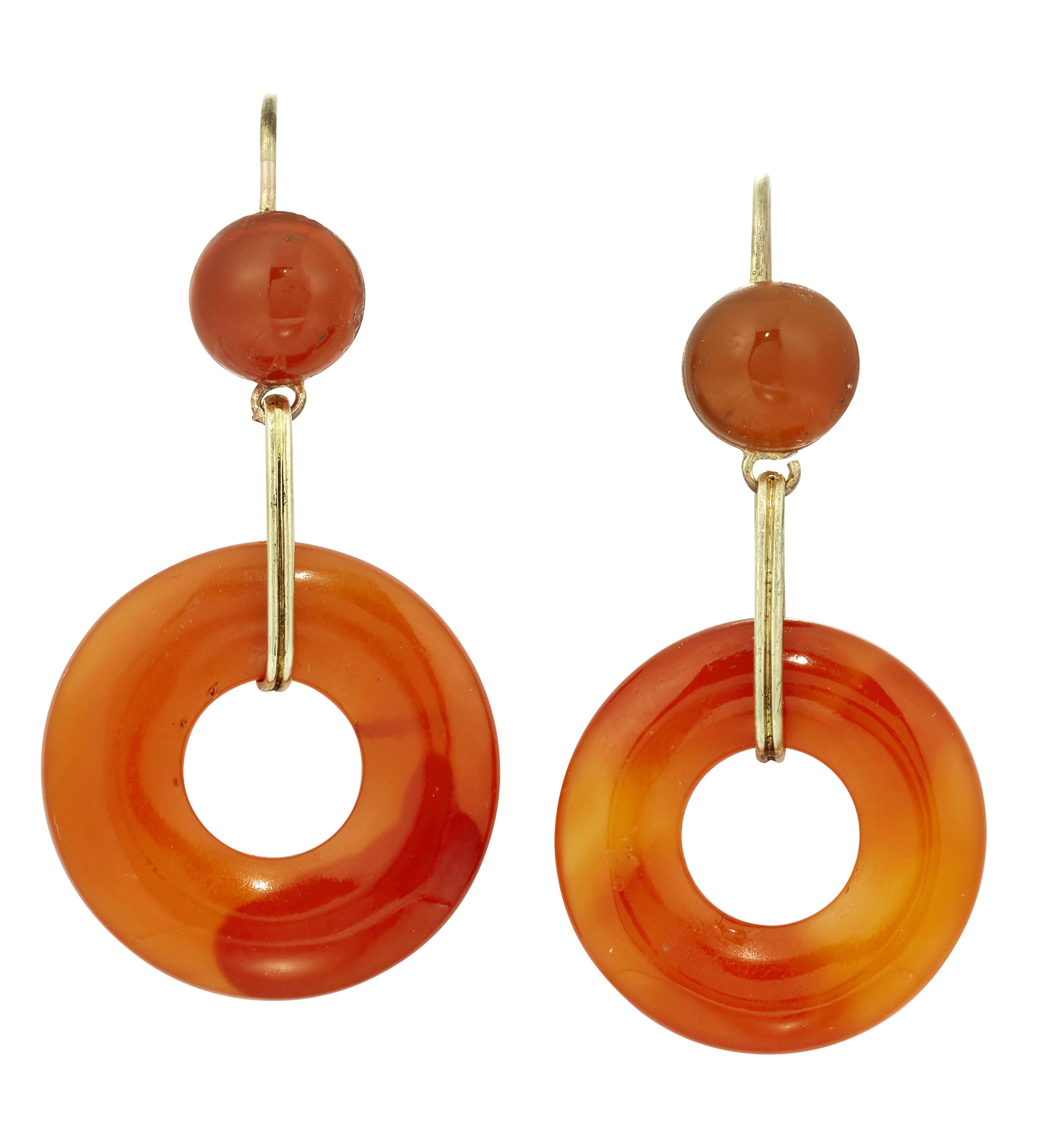 A PAIR OF CARNELIAN EARRINGS,