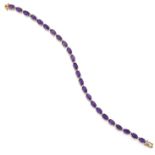 A 9CT AMETHYST AND DIAMOND BRACELET,