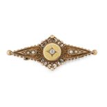 A VICTORIAN 15CT DIAMOND AND SEED PEARL BROOCH,