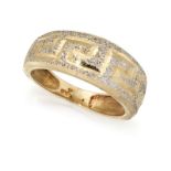 A GREEK KEY DESIGN 9CT RING,