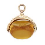 AN EARLY 20TH CENTURY 9CT CITRINE FOB,