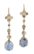 A PAIR OF SAPPHIRE AND DIAMOND EARRINGS,