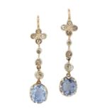 A PAIR OF SAPPHIRE AND DIAMOND EARRINGS,