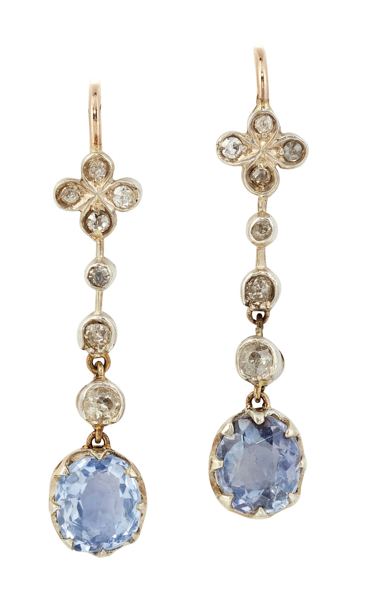 A PAIR OF SAPPHIRE AND DIAMOND EARRINGS,