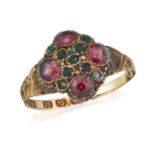 A VICTORIAN 12CT GOLD AND GEMSET RING,