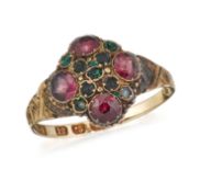 A VICTORIAN 12CT GOLD AND GEMSET RING,