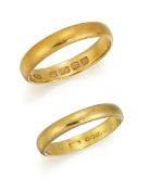 TWO 22CT WEDDING BANDS,