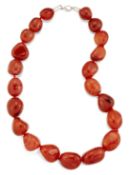 A CARNELIAN BEAD NECKLACE,