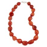 A CARNELIAN BEAD NECKLACE,