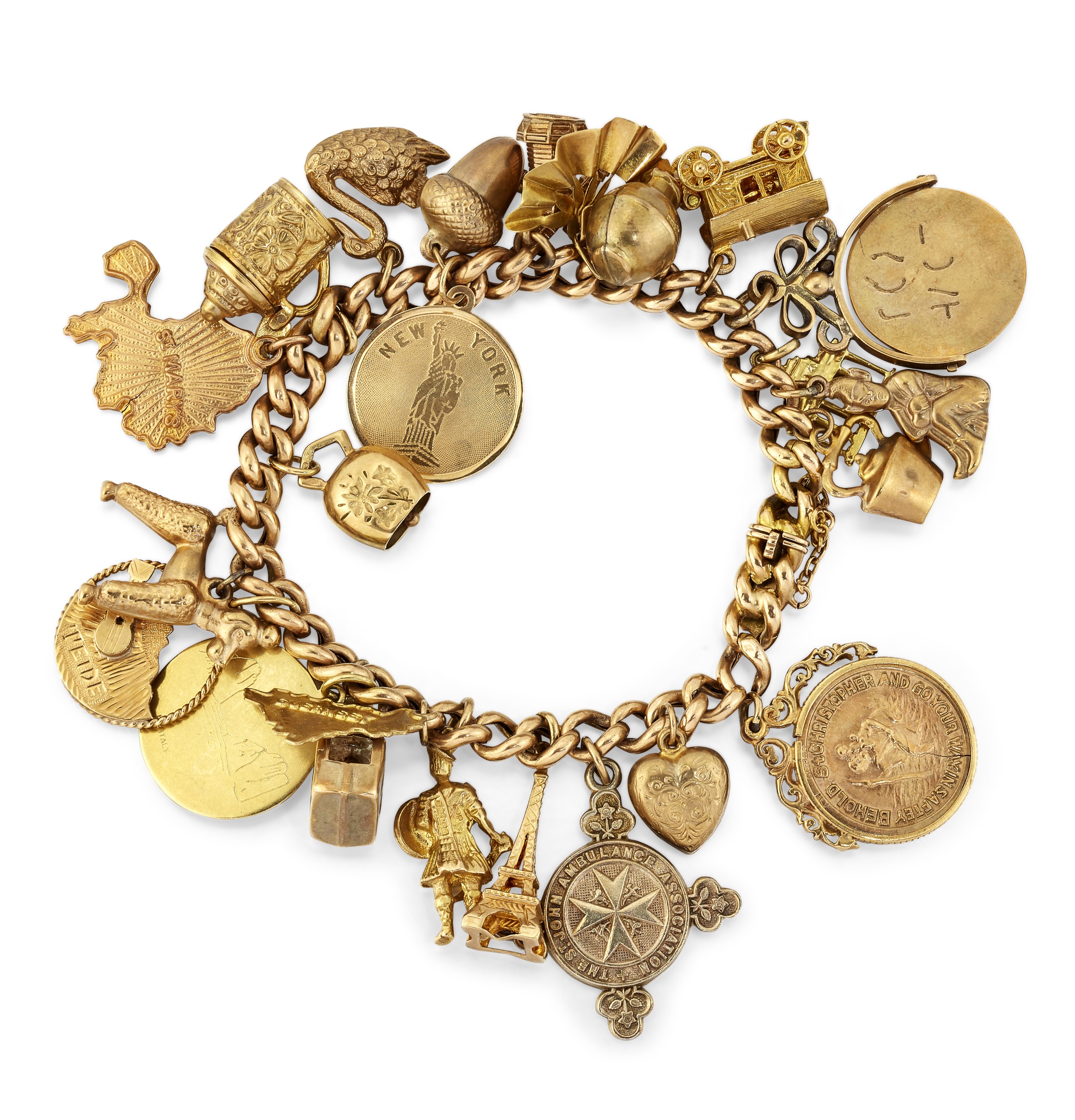 A 15CT CHARM BRACELET,