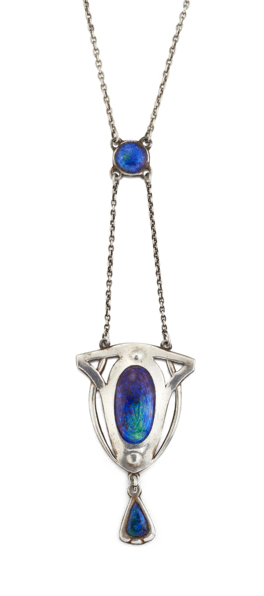AN EARLY 20TH CENTURY ENAMEL PENDANT BY CHARLES HORNER,
