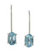 A PAIR OF 9K AQUAMARINE EARRINGS,