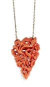 A CARVED CORAL NECKLACE,