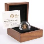 A ROYAL MINT 2009 QUARTER-SOVEREIGN GOLD PROOF COIN, boxed with COA no. 9465