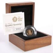 A ROYAL MINT 2009 QUARTER-SOVEREIGN GOLD PROOF COIN, boxed with COA no. 9465