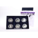 A SIX COIN SILVER PROOF SET, "EIGHTIETH BIRTHDAY OF HER MAJESTY QUEEN ELIZABETH II", boxed with