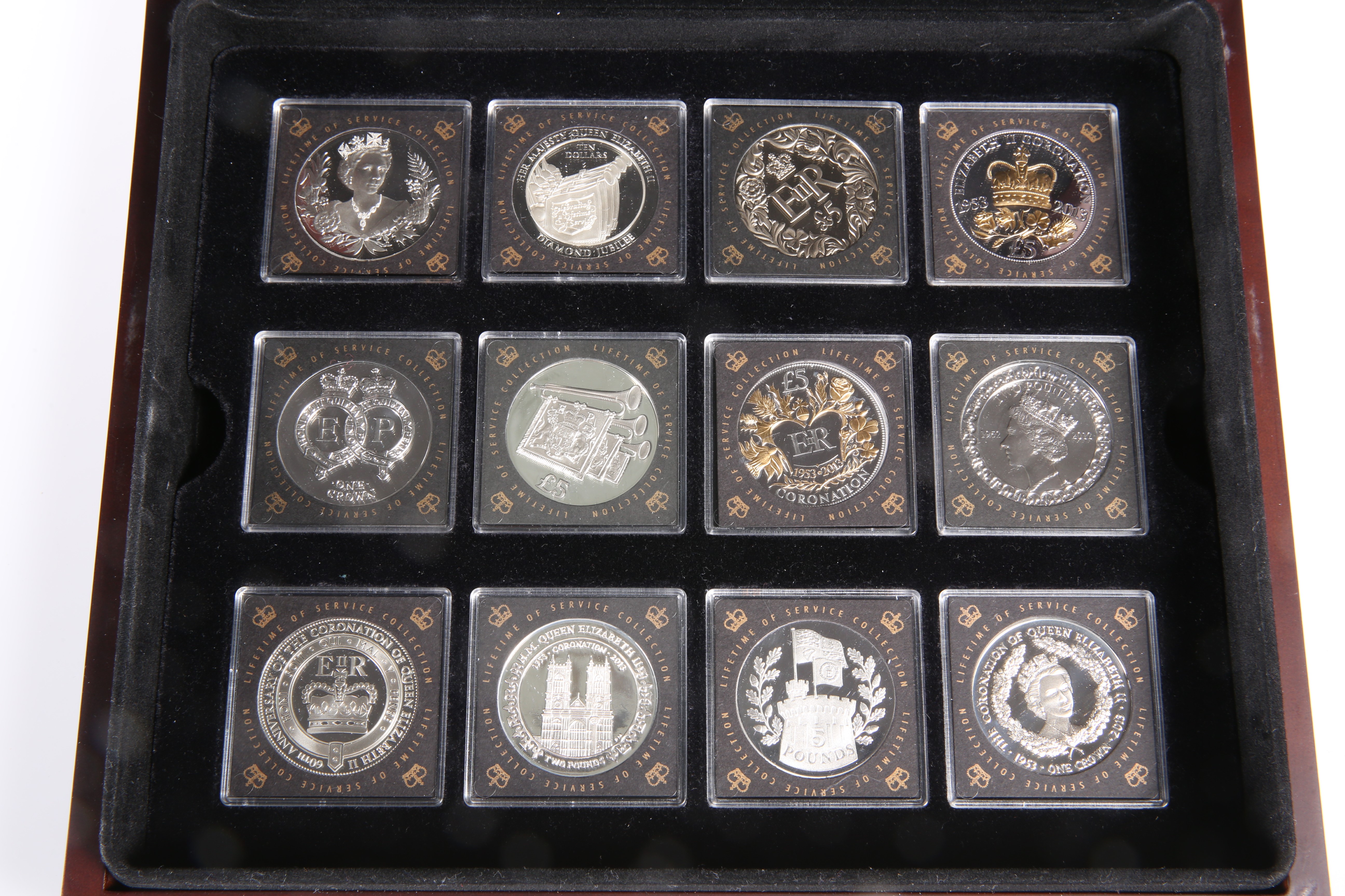 A QUEEN ELIZABETH II LIFETIME OF SERVICE SILVER PROOF TWELVE COIN COLLECTION, boxed with COAs - Image 2 of 2