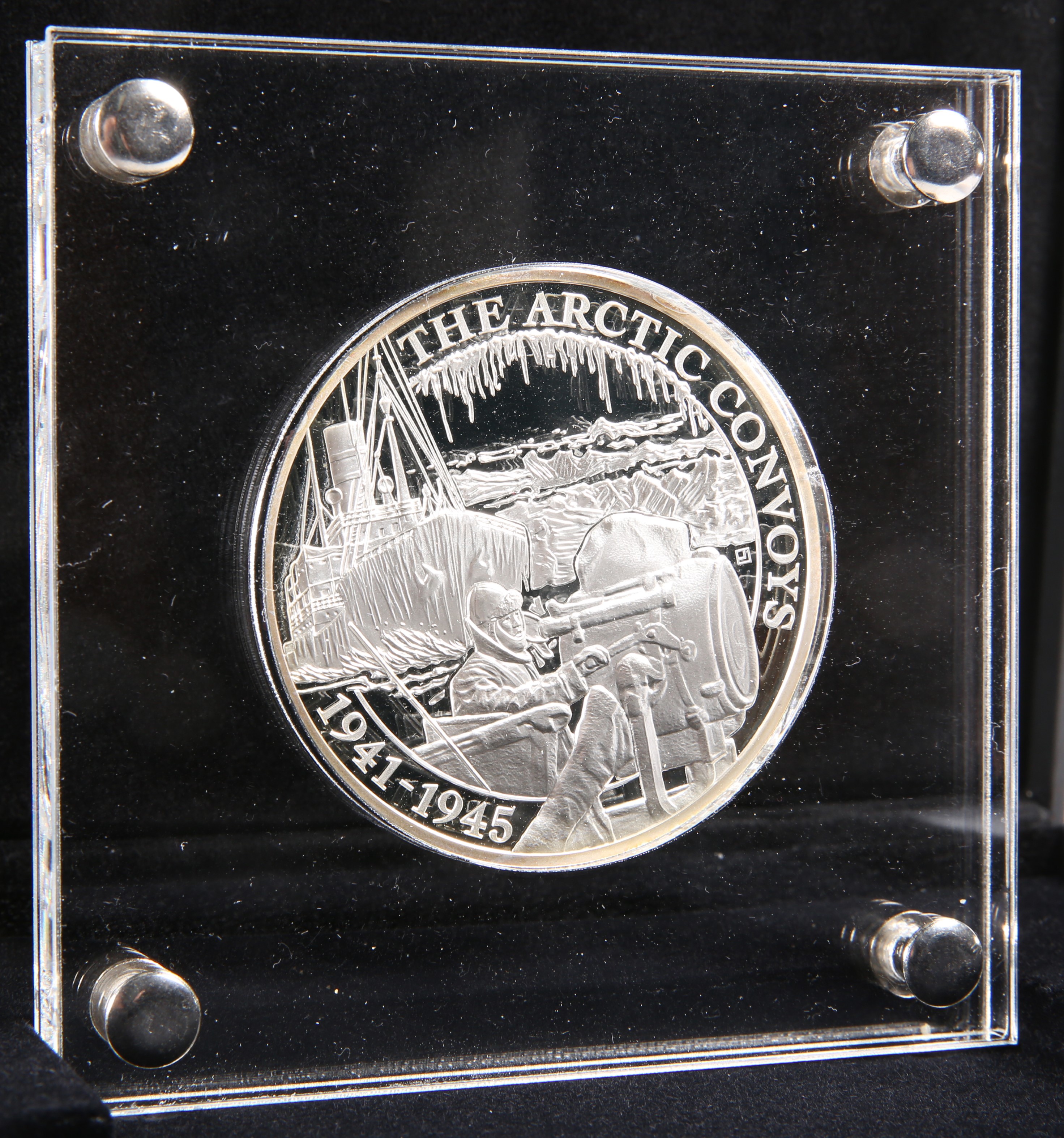 A BATTLE OF ATLANTIC ARCTIC CONVOYS 5OZ SILVER TEN POUNDS PROOF COIN, boxed with COA and papers