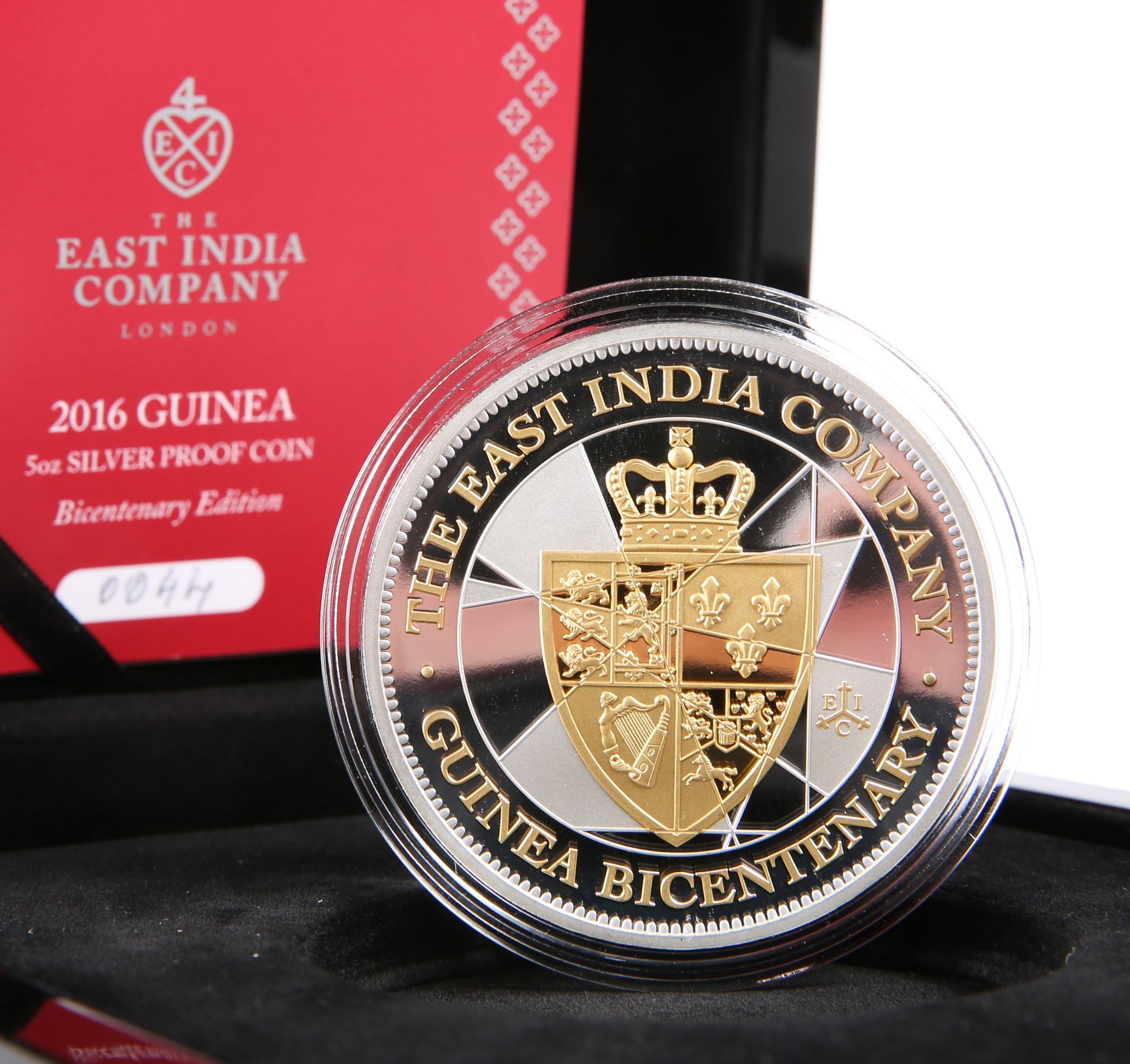 AN EAST INDIA COMPANY 2016 GUINEA 5OZ SILVER PROOF COIN, Bicentenary Edition, boxed with COA no.