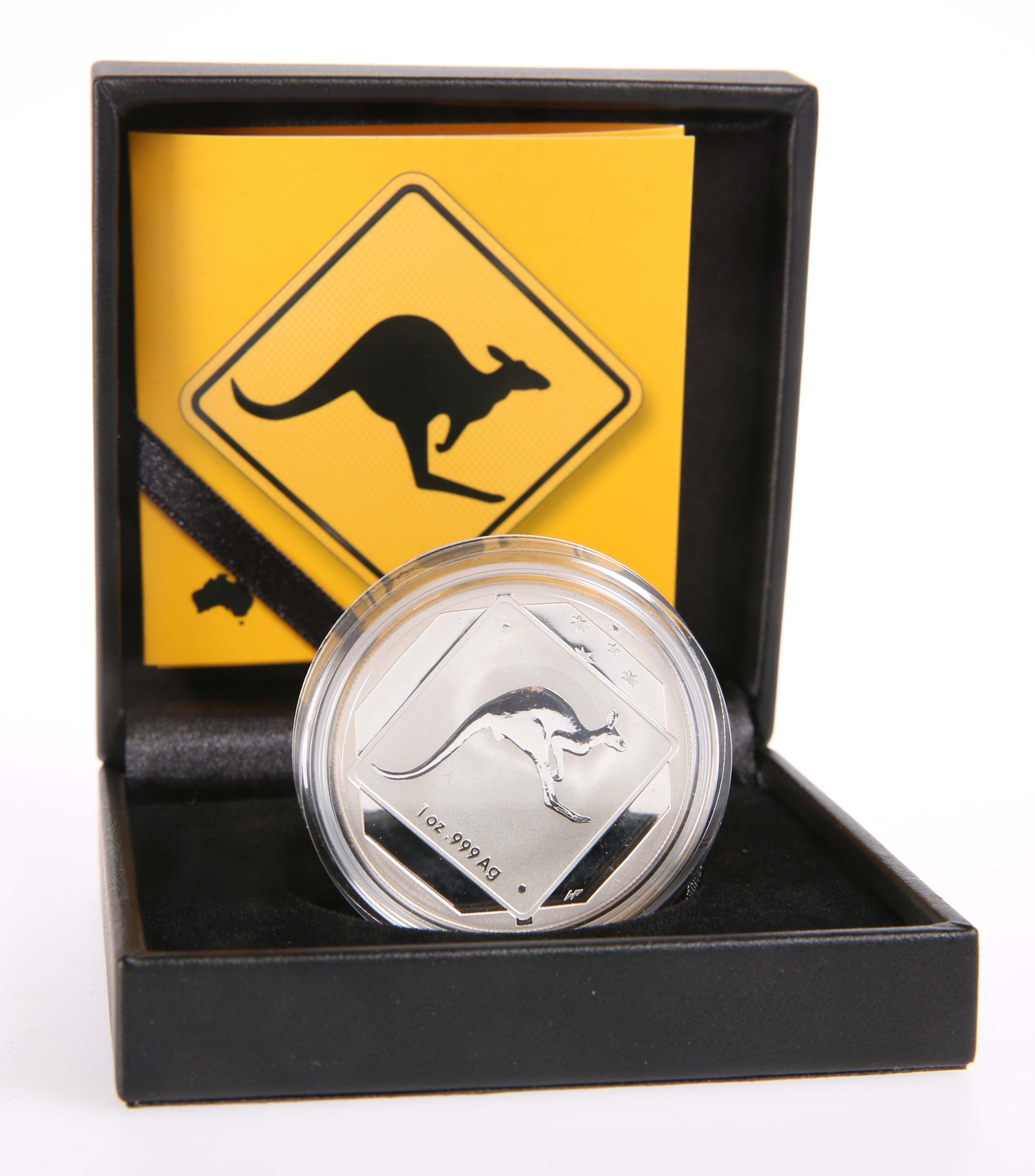 A ROYAL AUSTRALIAN MINT 2013 $1 SILVER FROSTED UNCIRCULATED COIN, "AUSTRALIAN ROAD SIGN SERIES",
