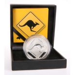 A ROYAL AUSTRALIAN MINT 2013 $1 SILVER FROSTED UNCIRCULATED COIN, "AUSTRALIAN ROAD SIGN SERIES",