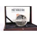 A CENTENARY OF THE FIRST WORLD WAR GUERNSEY SILVER 5OZ COIN, boxed with COA no. 249 (of a limited