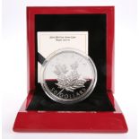 A ROYAL CANADIAN MINT 2014 $50 FINE SILVER HIGH RELIEF COIN, "MAPLE LEAVES", boxed with COA