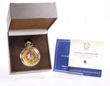 A LIMITED EDITON BRADFORD EXCHANGE COIN-INLAID POCKET WATCH, "WW1 100TH ANNIVERSARY", boxed with