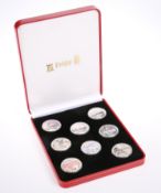 AN RMS TITANIC SILVER EIGHT-COIN COLLECTION, boxed with certificates, each corner 1oz.