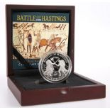 A WESTMINSTER BATTLE OF HASTINGS SILVER FIVE POUNDS PROOF COIN, boxed with COA no. 0388