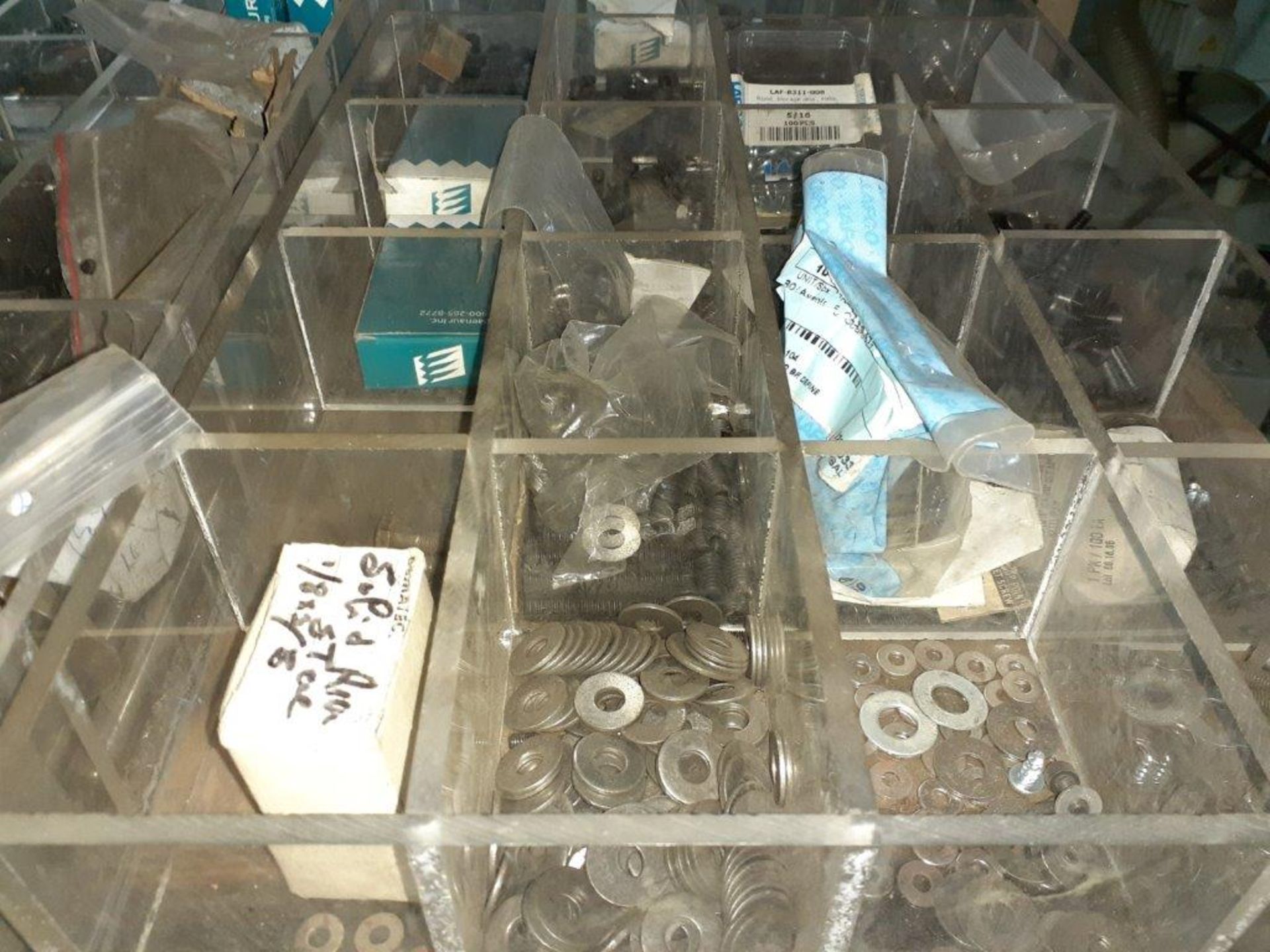 LOT: Assorted allen bolts, shoulder bolts, screws, dowl pins, springs, c/w Mobile Rack - Image 6 of 9