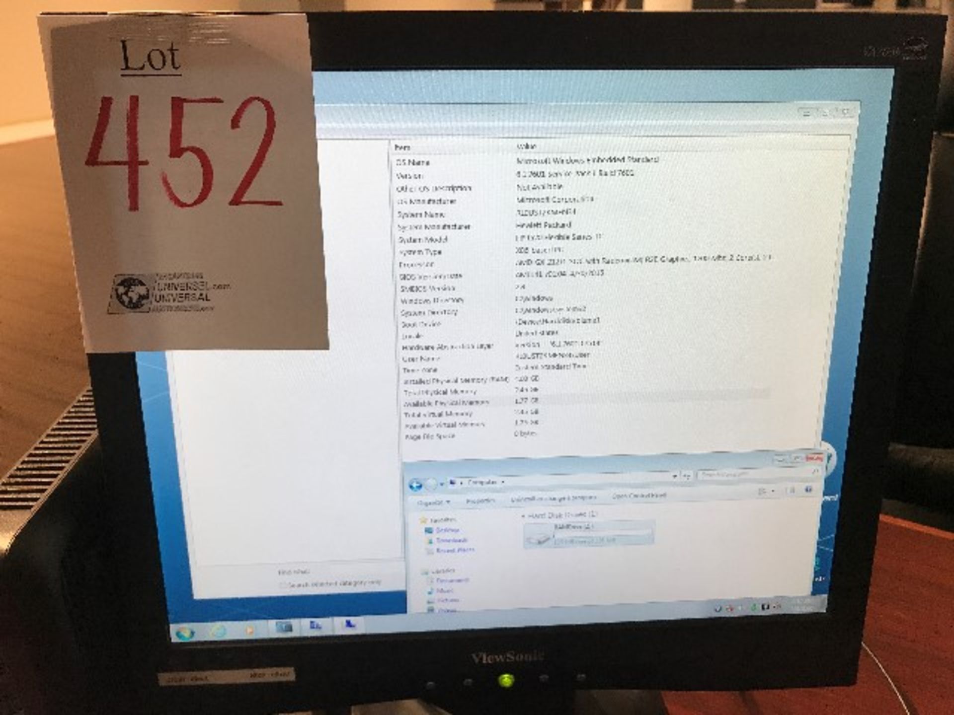 HP AMD THIN,1.2GHz,4GB RAM,126MB Drive,monitor,keyboard,mouse - Image 3 of 3