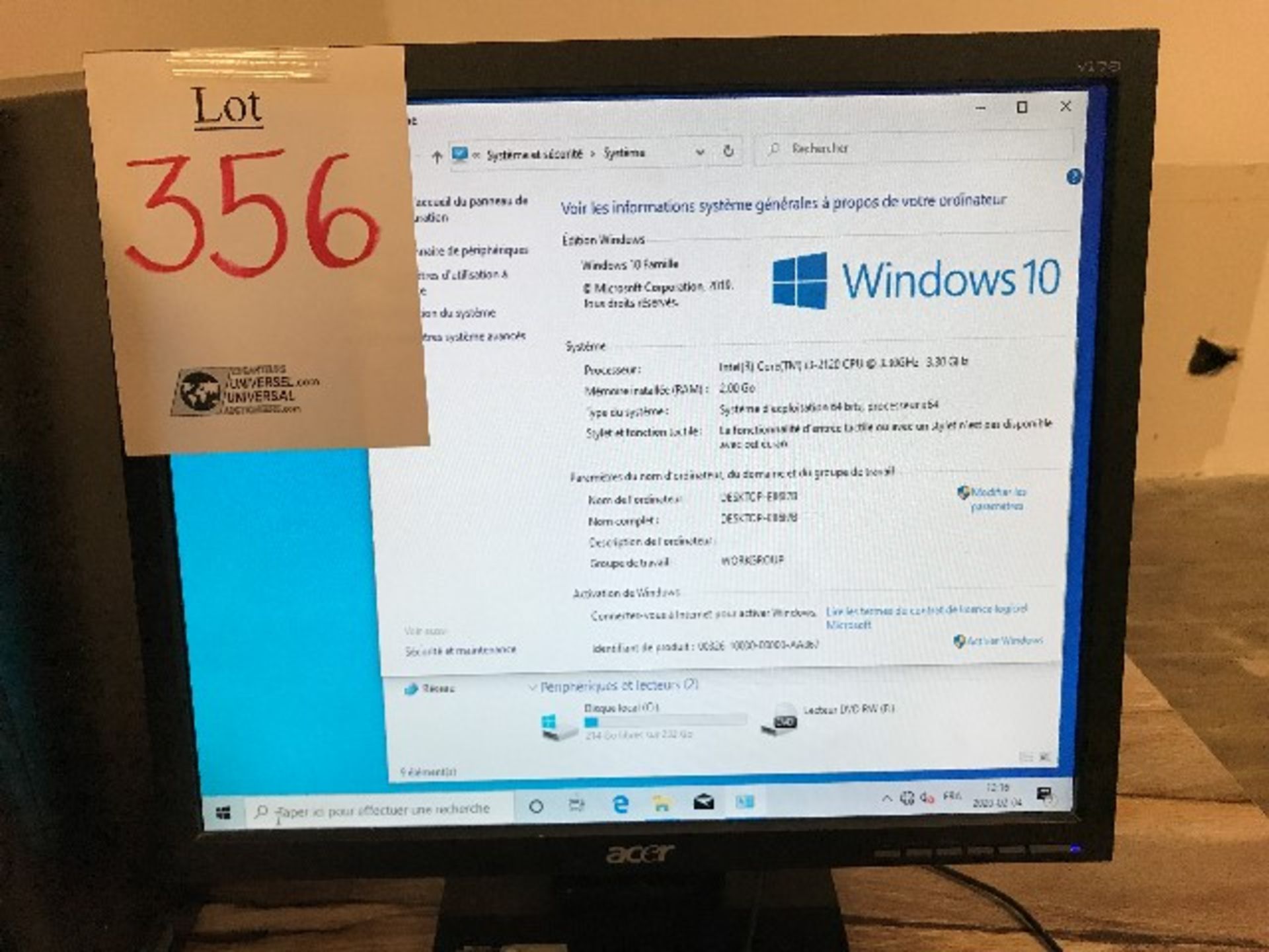 Dell i3,3.3GHz,2GB RAM,232GB HDD,monitor,keyboard,mouse - Image 3 of 3