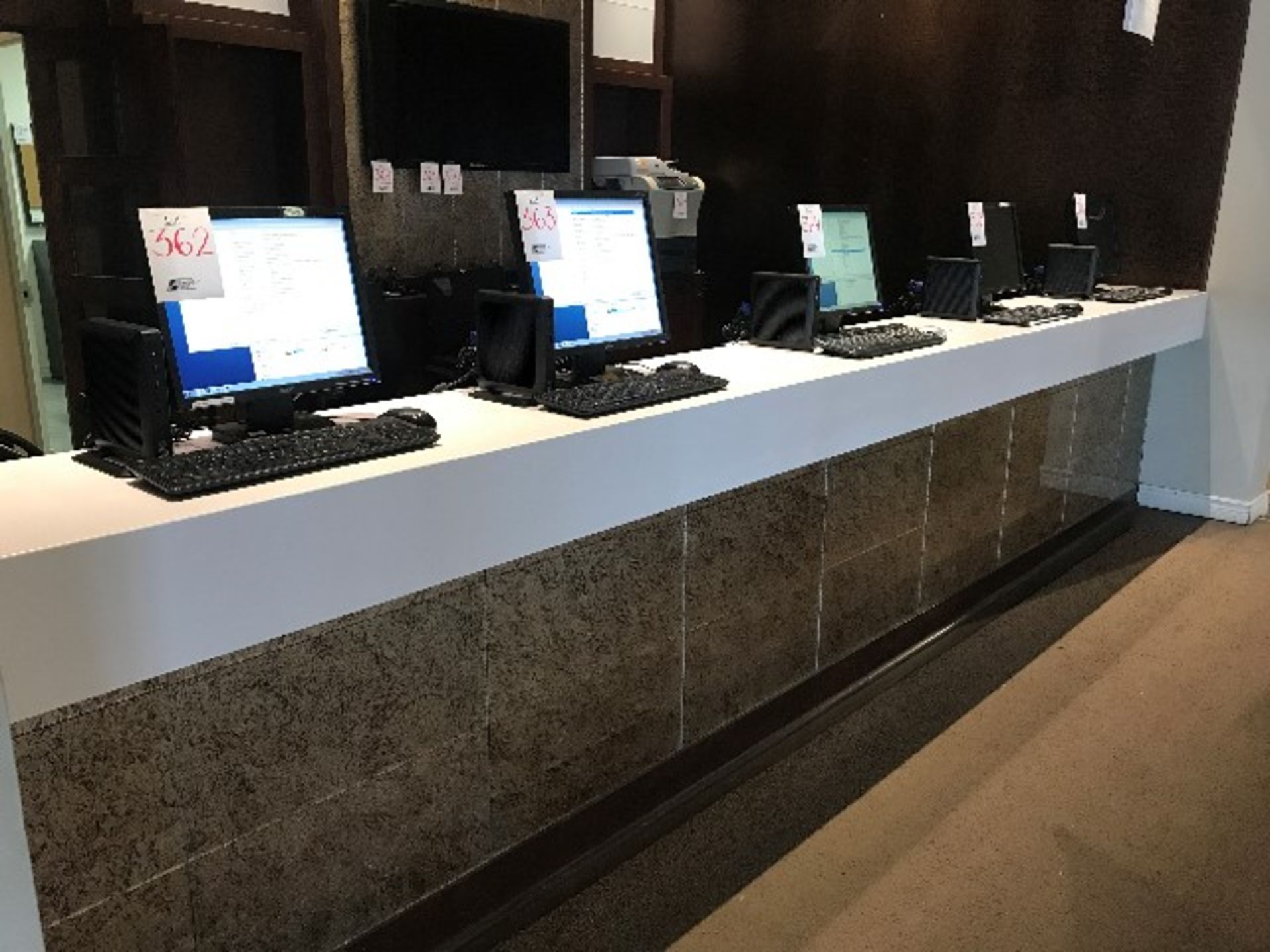 LOT: Reception counter w/cabinets,200”x125”,2pcs