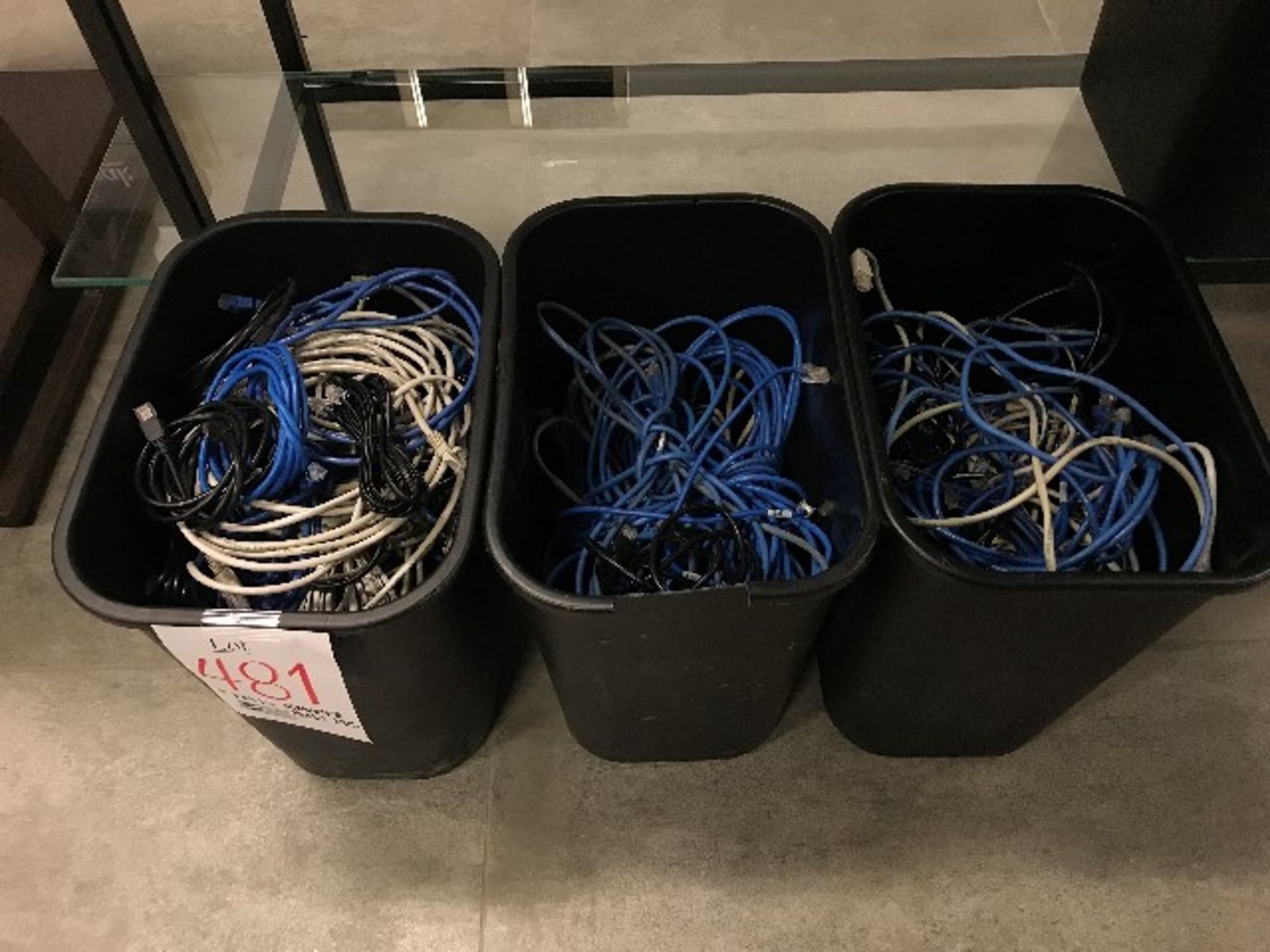 LOT: Assorted computer wires & cables,5 bins