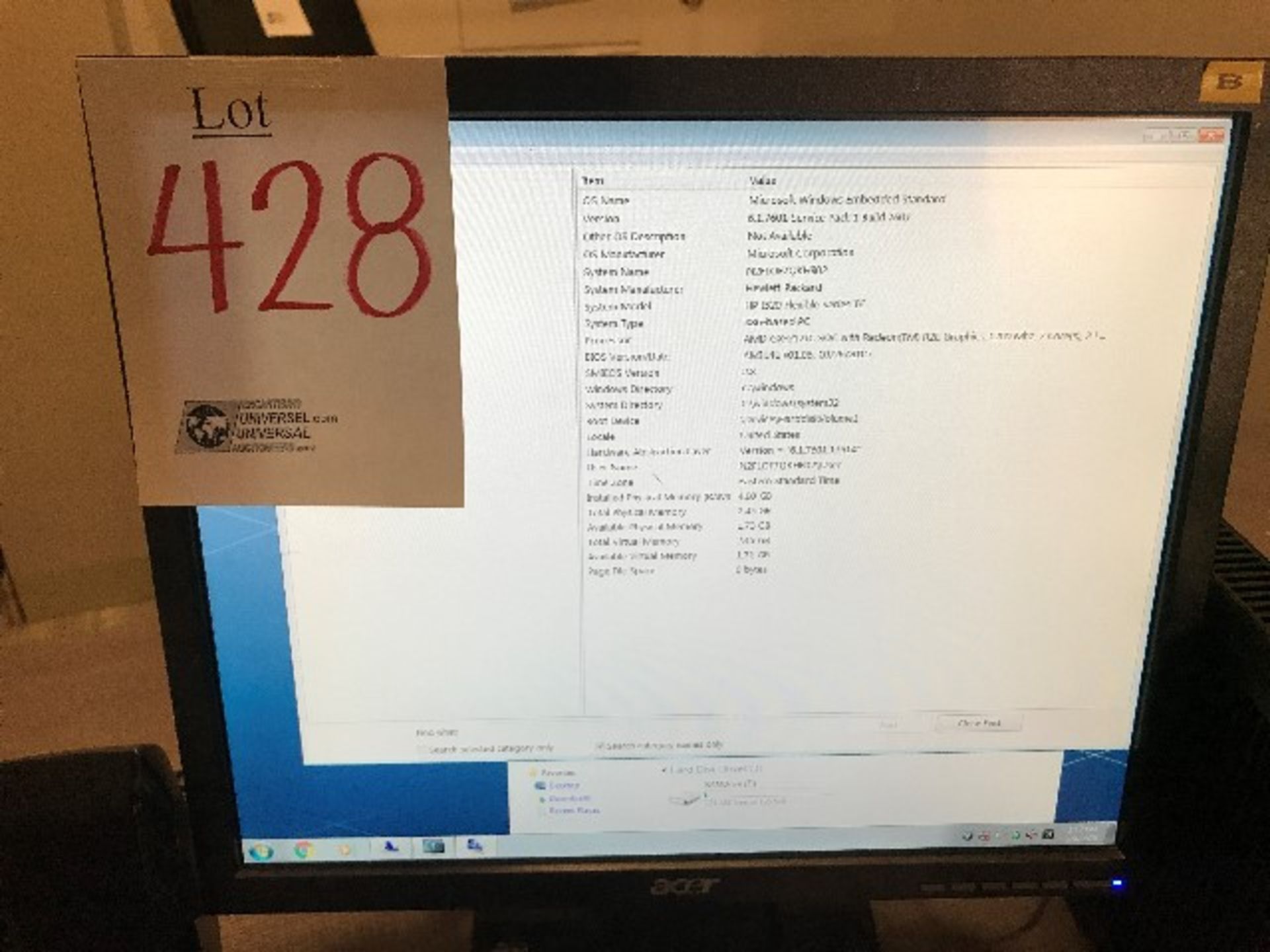 HP AMD THIN,1.2GHz,4GB RAM,126MB Drive,monitor,keyboard,mouse,speakers - Image 3 of 3