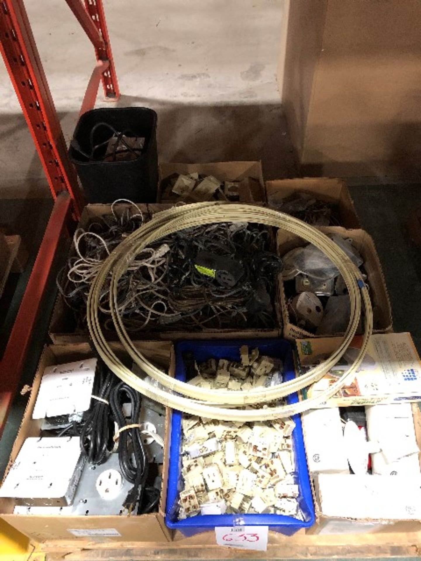 LOT: Assorted wires, lights, outlets, etc..., 7boxes