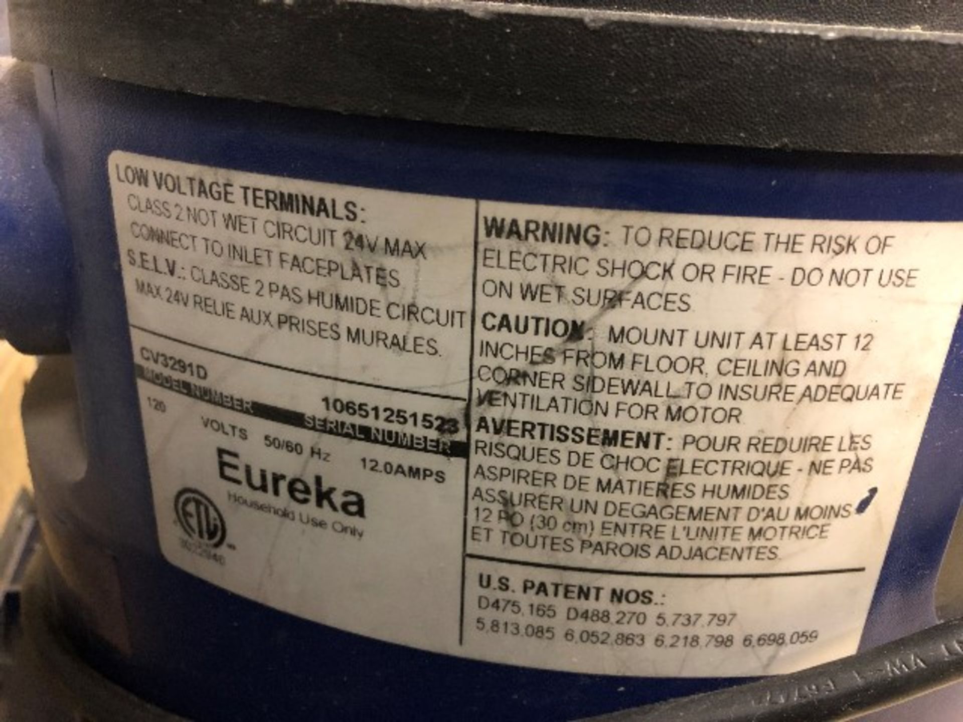 Eureka CV3291D central vacuum system w/power head, 12A - Image 2 of 2
