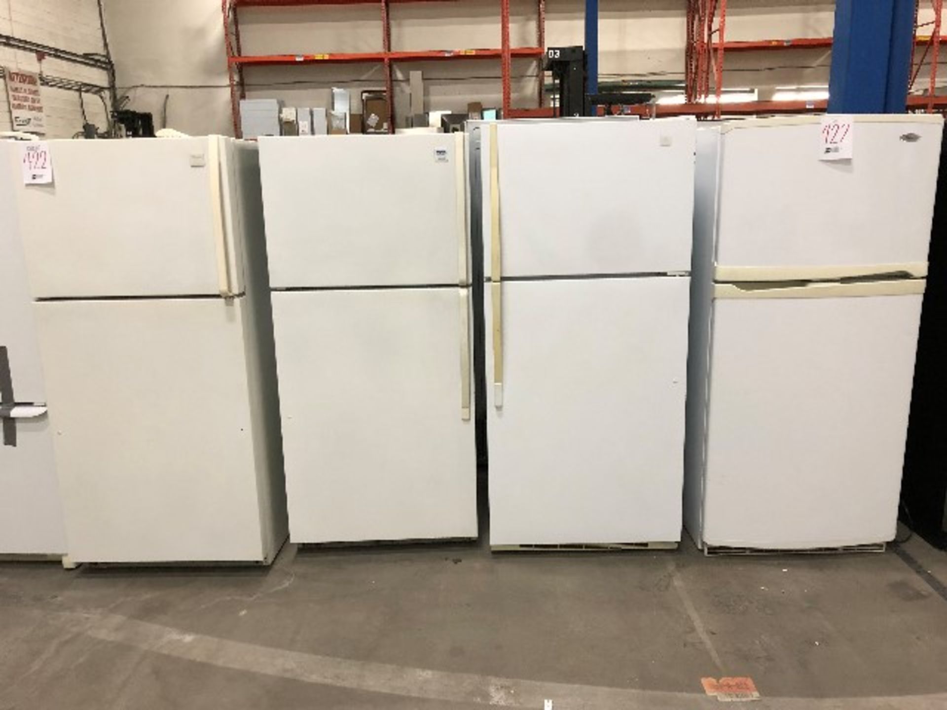 LOT: Assorted refrigerators, white, 4pcs “NON TESTED” (for parts only)