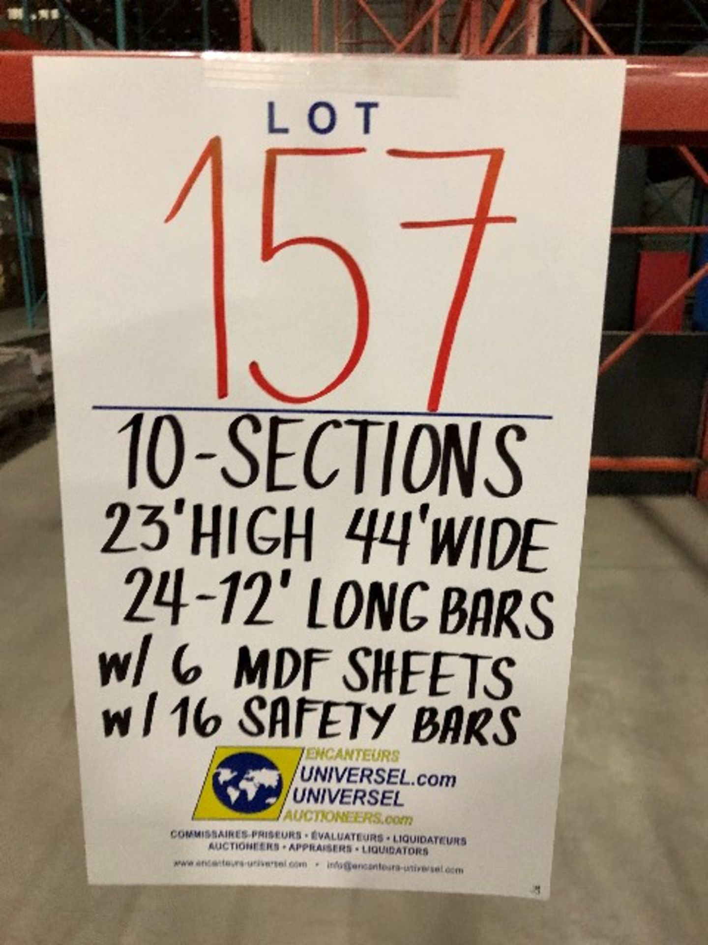 Pallet racking: H.23'xW.44”,24pcs 12'long bars w/6 sheets & 16pcs safety bars,10 sections - Image 2 of 2