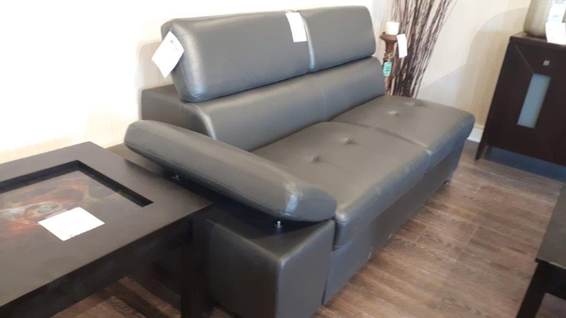 Rodi partial leather sectional, grey, showroom demo - Image 3 of 3