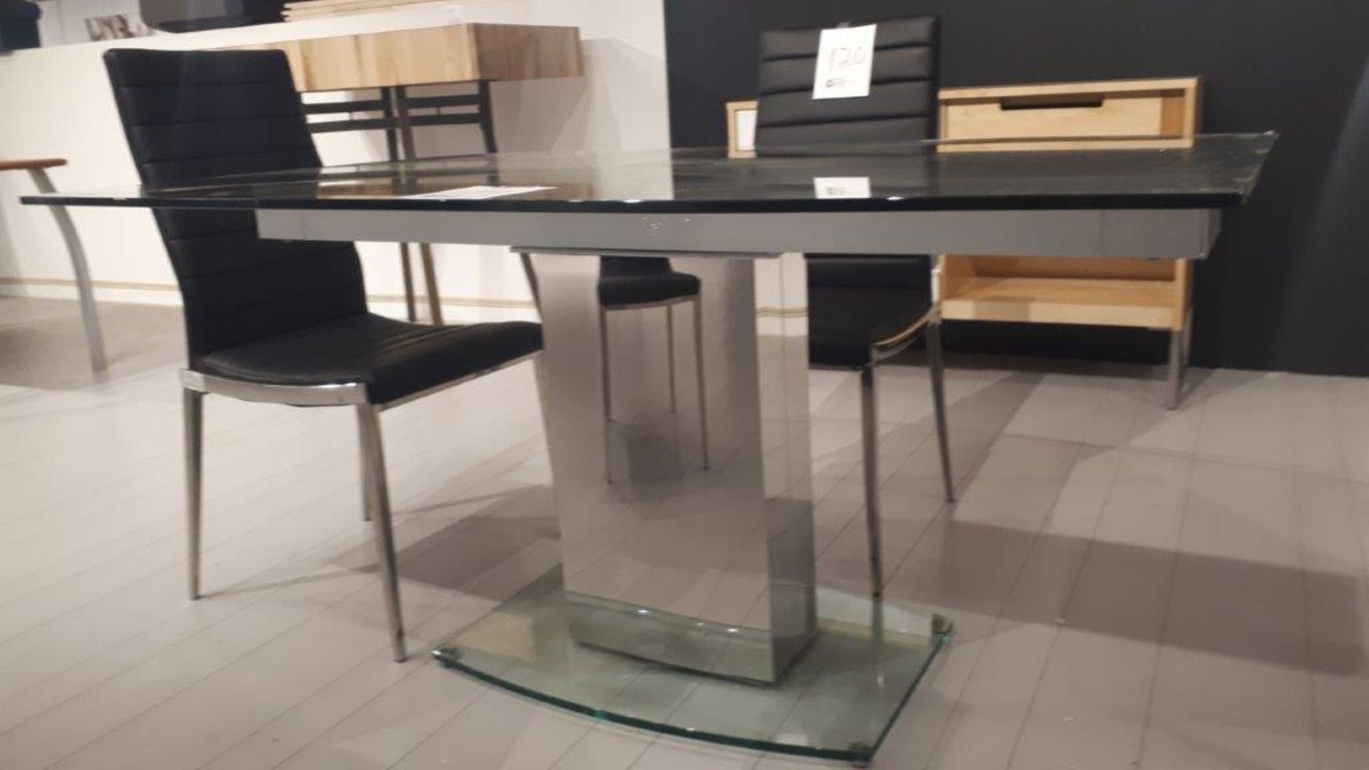 Glass dining table, 59”x38” - Image 3 of 4