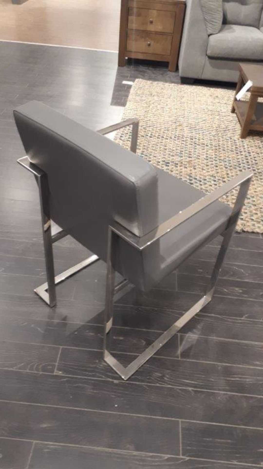 Leather grey chair w/chrome accent - Image 2 of 3