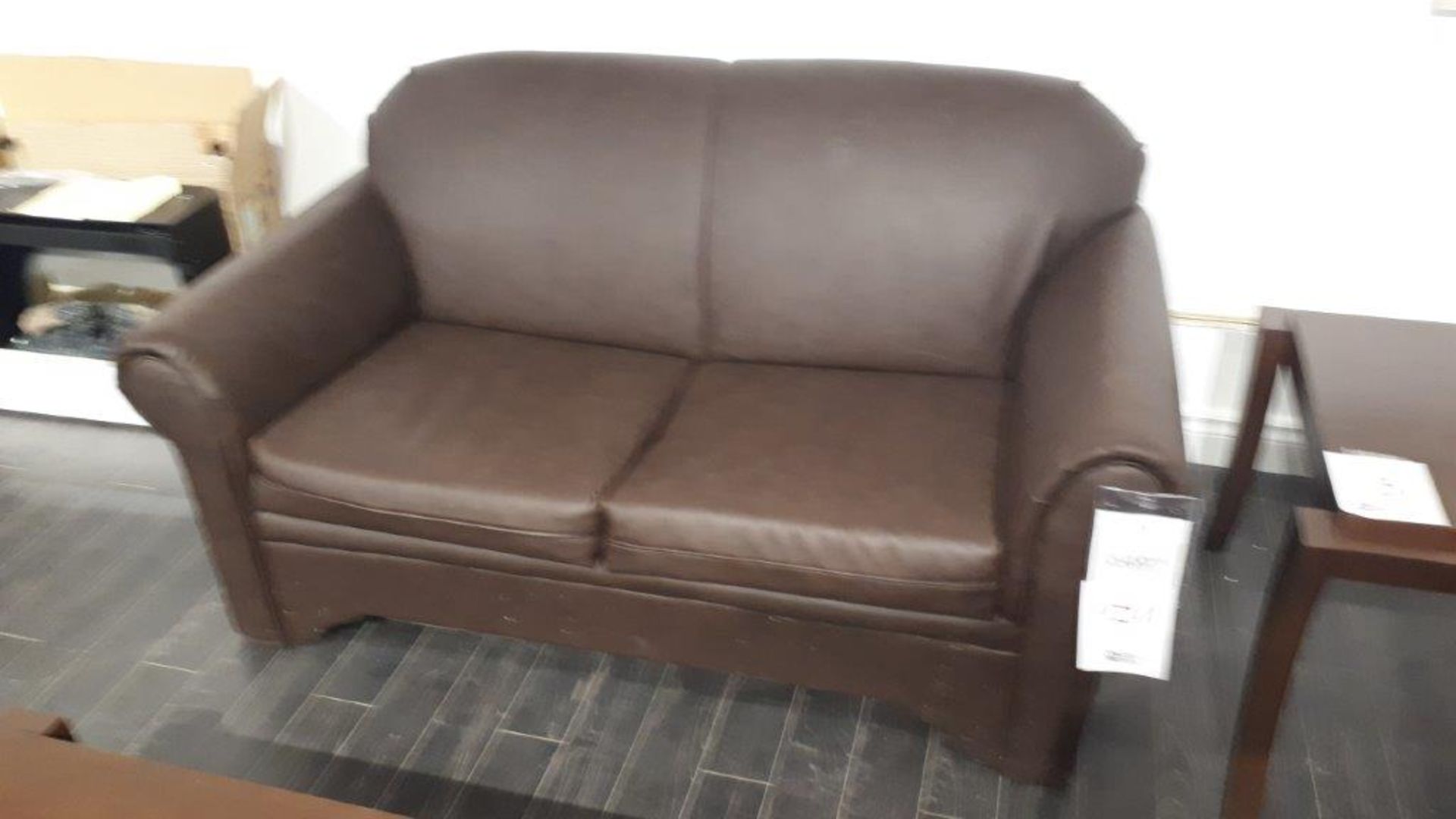 Leather (bicast) sofa, 2 seat - Image 2 of 3