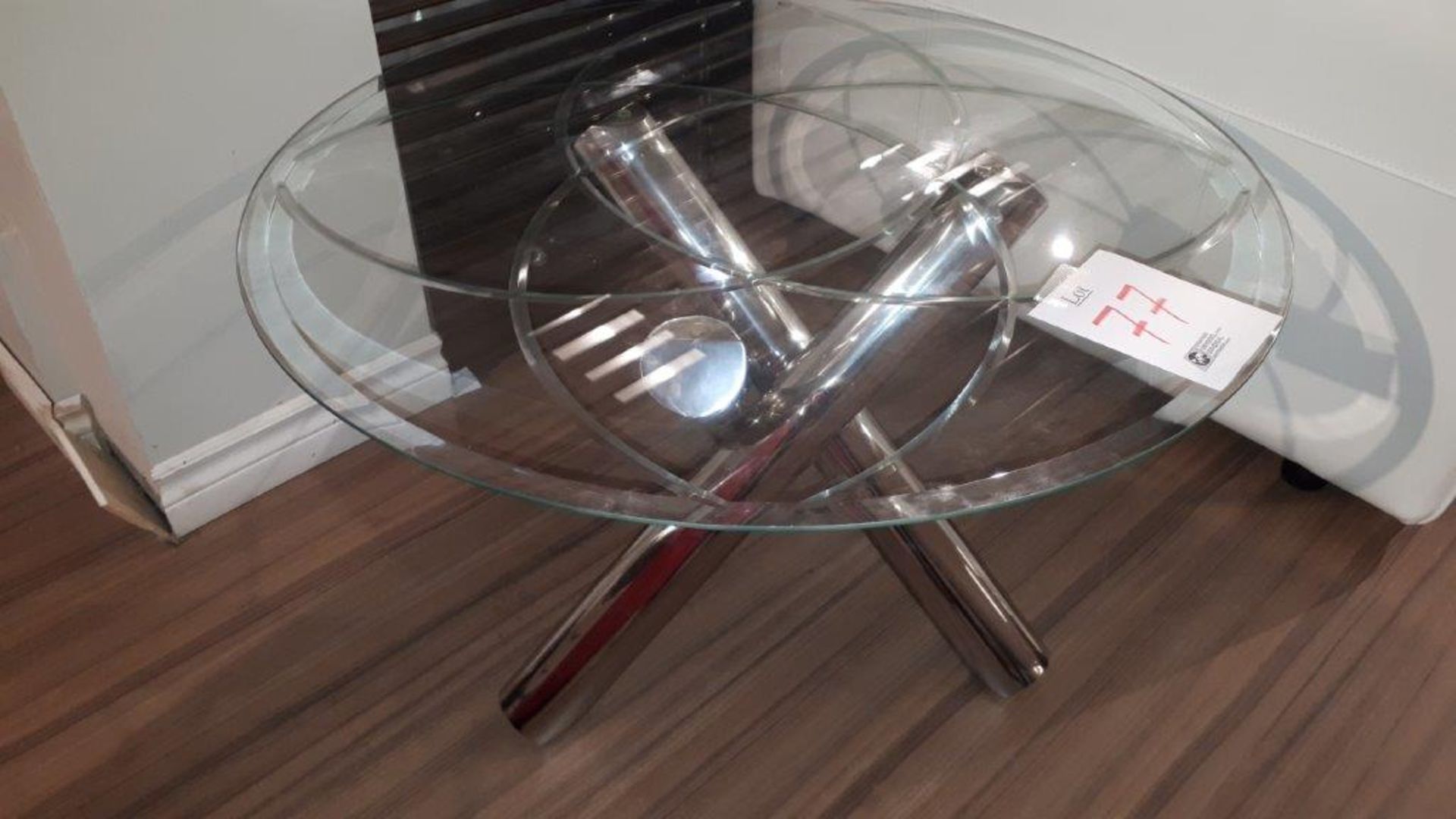 Metal round glass table, diameter 33” - Image 2 of 2